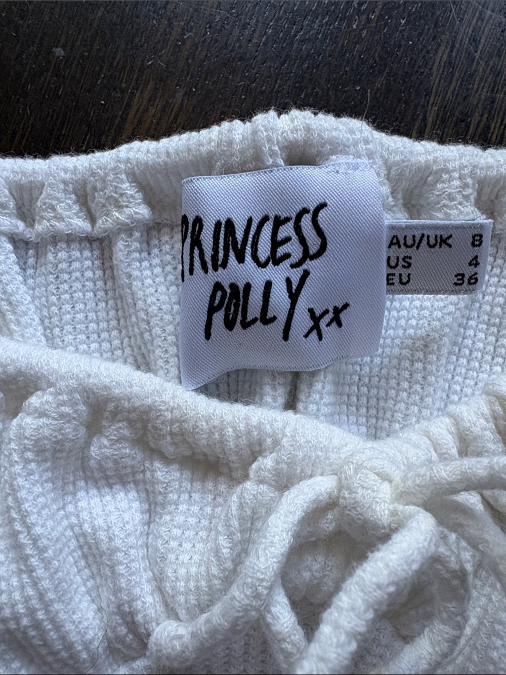 Princess Polly Ivory Ribbed Drawstring Crop Cami - Picture 2 of 4